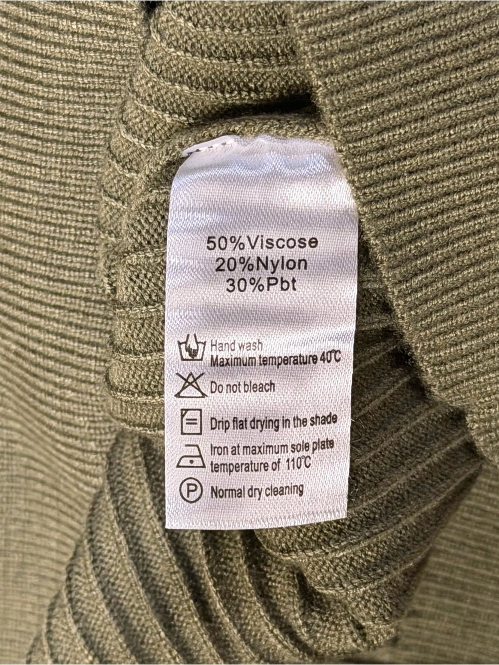 Deepself Olive Green Ruffle Shoulder Ribbed Knit Sweater Large - Picture 9 of 9